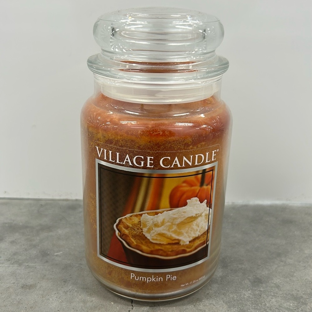 NEW Village Candle Large Jar Pumpkin Pie 2 wicks